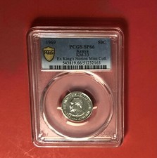 KENYA-1969-OUTSTANDING UNC 50 CENT COIN , GRADED BY PCGS SP66..