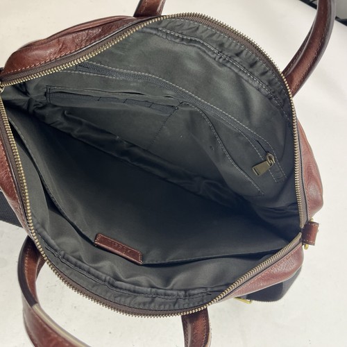 Fossil Brown Leather Messenger Bag Briefcase Shoulder Carry Cow Hide - Picture 14 of 16