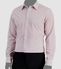 60 Club Room Men's Slim-Fit White Blue Red Check Dress Shirt Size 16-16.5