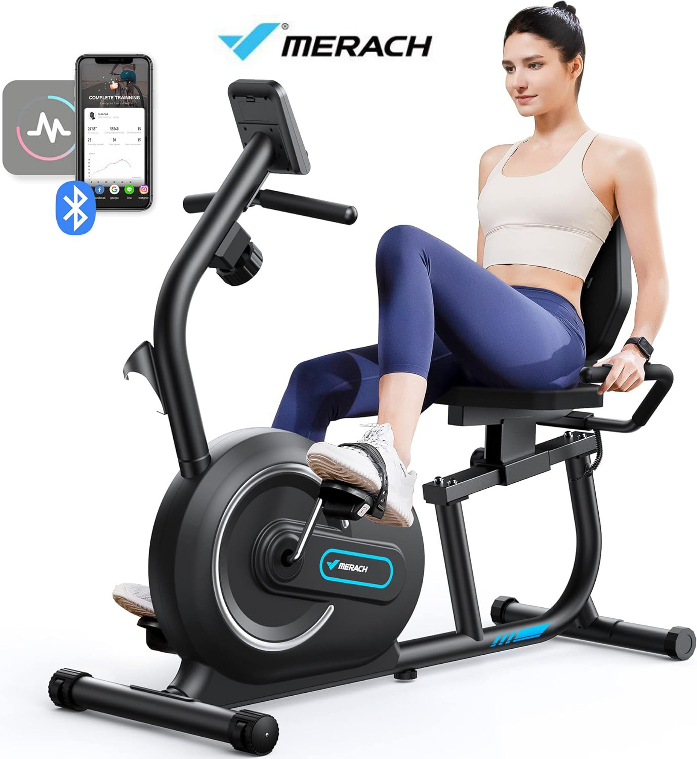 Merach Machine Workout Routine MERACH S08 Recumbent Exercise Bike with Bluetooth, Workout Machine