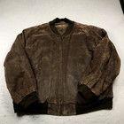 VINTAGE Croft and Barrow Jacket Mens 2XL Chocolate Brown Leather Bomber 90s