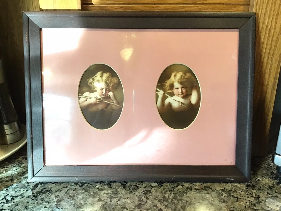 Antiguo 1897 M.B Parkinson Impresiones Cupido Ángeles Con Flechas Ovalado Camafeo Enmarcado 16" Foto 3 de 4