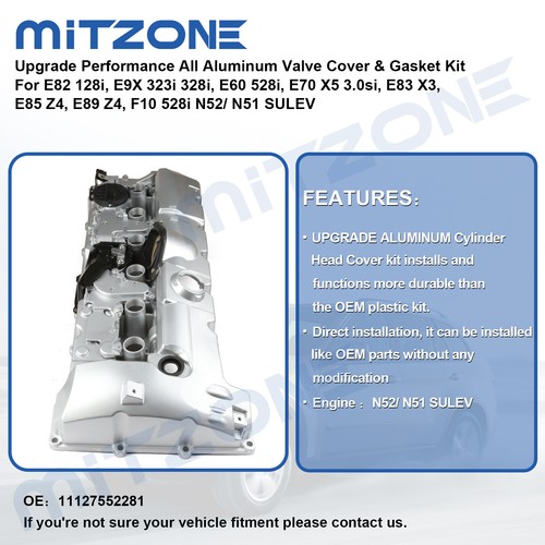 Upgrade ALUMINUM Valve Cover for BMW N52 E70 E82 E90 E91 328i 528i 128i X3 X5 Z4 - Picture 2 of 7