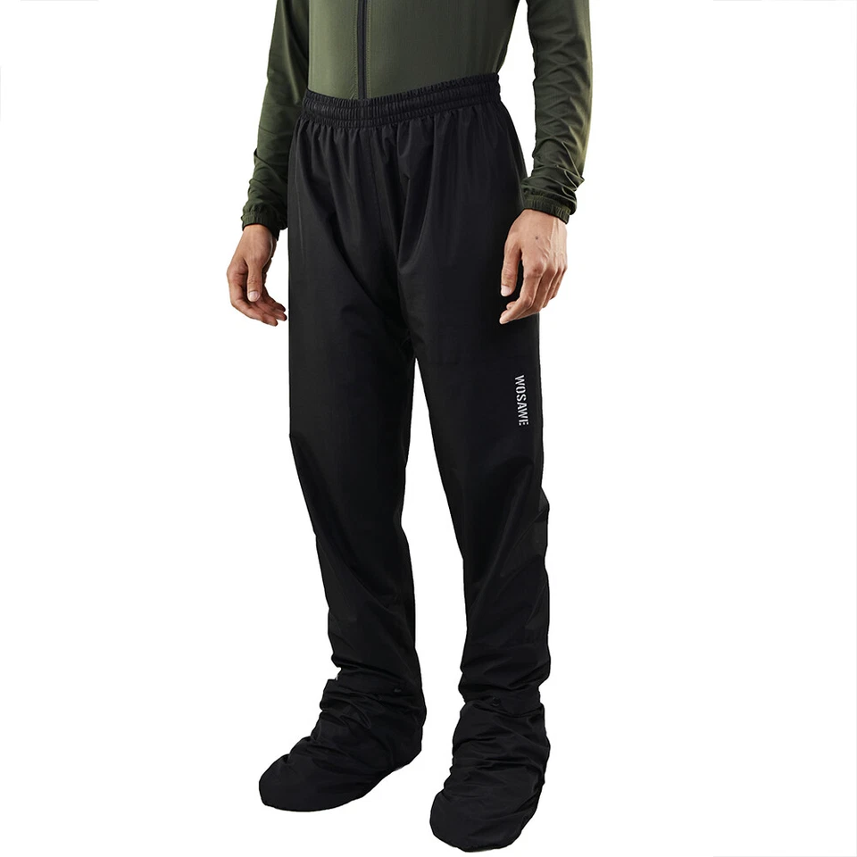 Pantalones de lluvia holgados para hombre WOSAWE ciclismo deportes impermeables pantalones con cubierta para zapatos Foto 3 de 4