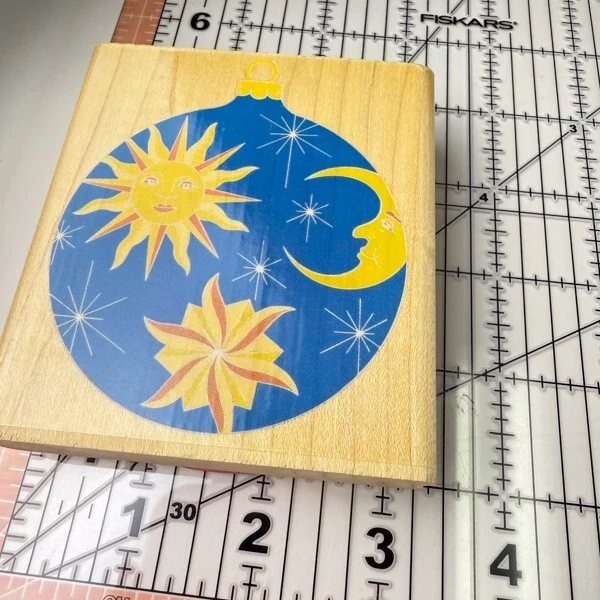 Adorno Celestial ~ Luna ~ Sello de Goma de Navidad ~ 3" X 3.5" ~ Estampida de Goma A1040H Foto 3 de 4