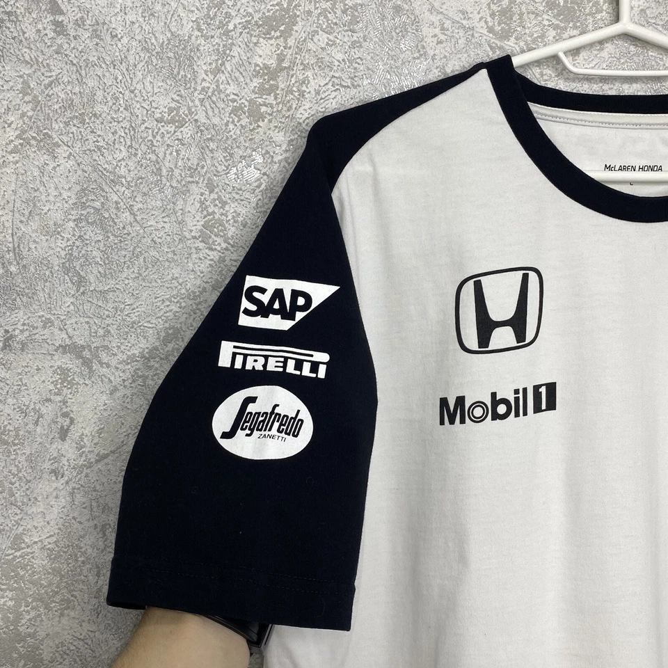 MCLAREN / HONDA Formula 1 Jenson Button F1 T-Shirt White Men's Size L - Image 3 of 4