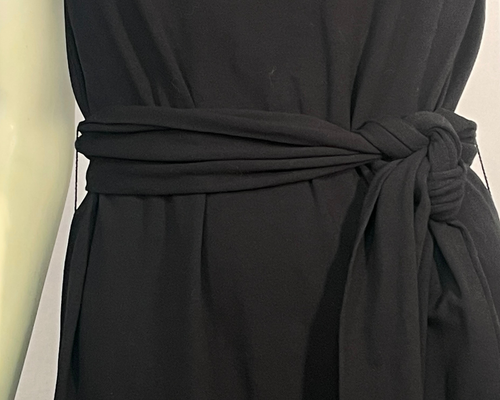 J Peterman Sz 4 Sleeveless Midi Dress with Belt Keyhole Neck Stretch Knit Black - Picture 6 of 9