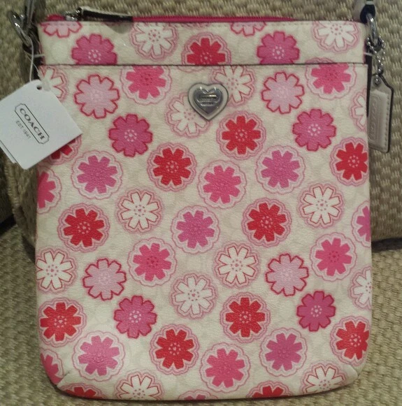 NWT COACH FLORAL PRINT SWINGPACK CROSSBODY SHOULDER BAG PINK WHITE - Image 2 of 4