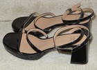Crown & Ivy BLACK Patent Ankle Strap Black Heel Pump Sandals Sz 8 M *NEW* — photo 1