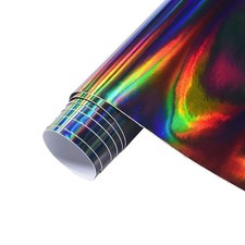 Holographic Laser Black Chrome Vinyl Sheet Car Wrap Film Self Adhesive Sticke...