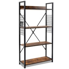 4 -Tier Industrial Bookshelf Open Storage Bookcase Display Shelf for Office Home