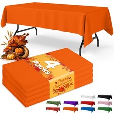 Niuara Orange Plastic Table Cloth - 4 Pack 54" 108" Rectangle Disposable