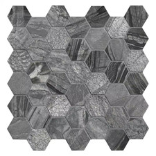 Henley Hexagon 12 In. X 12 In. Polished Marble Mesh-Mounted Mosaic Floor and Wal
