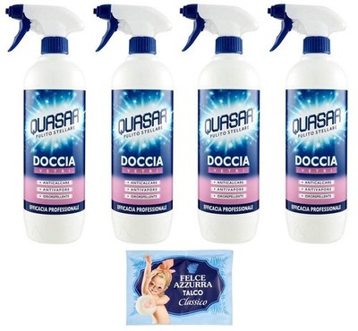 4er-Pack Quasar Glasreiniger 650 ml + 100 g Talkum