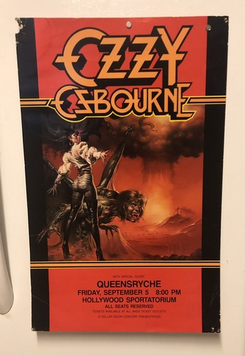 RARE ORIGINAL OZZY OSBOURNE 1986 ULTIMATE SIN CONCERT POSTER HOLLYWOOD FLORIDA