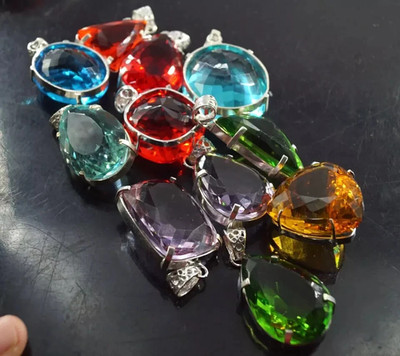 Natural 500 Ct Mix Color Topaz 925 Solid Silver Pendant Certified Loose Gemstone