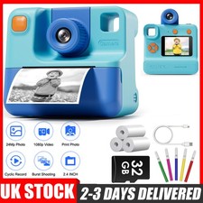 Kids Mini Instant Print Camera With 3 Rolls Print Paper Thermal Printer Portable