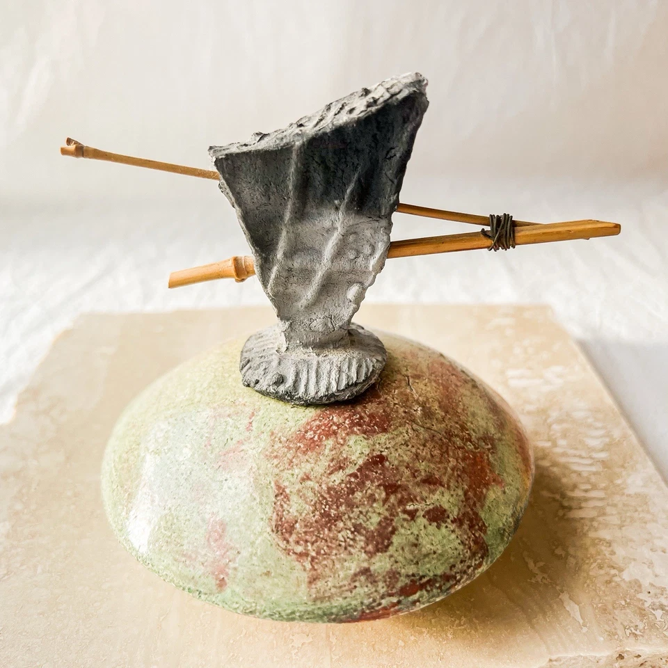 Raku Pottery Signed Perfume Bottle Art Piece - image 2 of 4