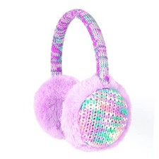 Kids Knit Earmuffs Soft Plush Comfortable Winter Outdoor Ear Warmers A - Purple