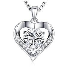 Moissanite Necklace for Women, 1-3 Carat Moissanite Heart Necklace 1.0 carat
