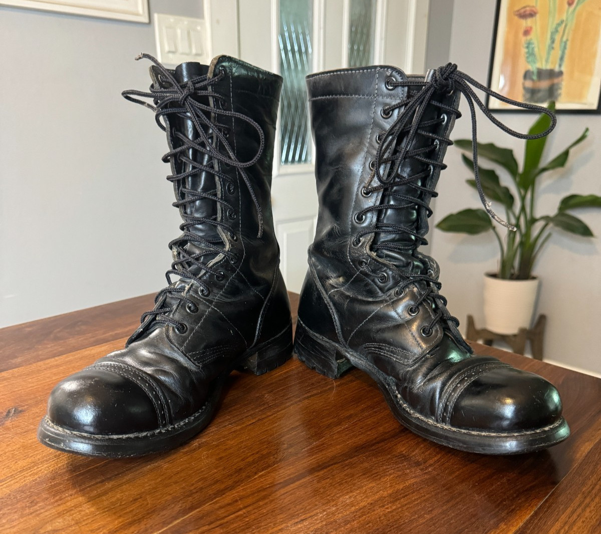Corcoran Combat Boots Mens 9 D Black Leather Jump Made in USA Paratrooper-image
