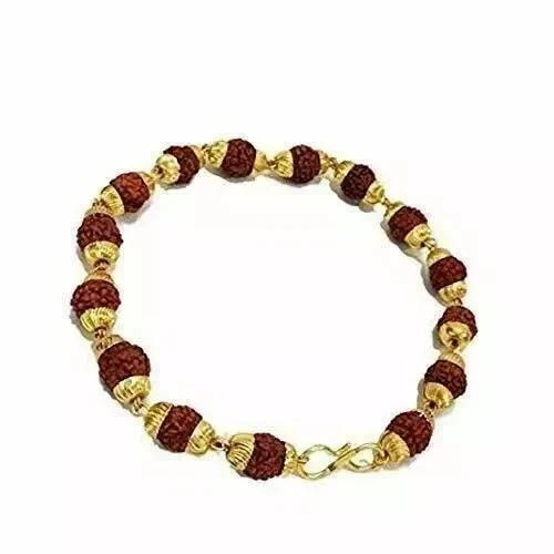 Rudraksha Rudraksh Bracelet With Gold Plated Cap For Stess Free Life Energized - Picture 1 of 3