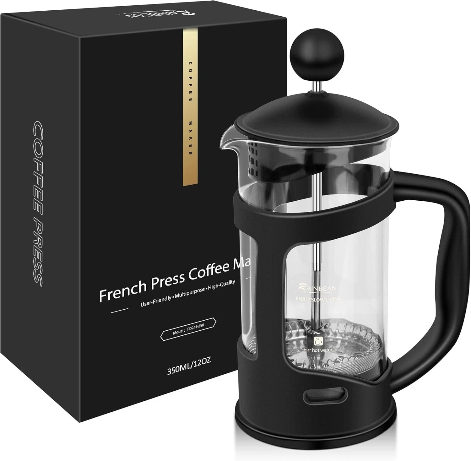 Cafetiere 2 Cups French Press, Small Coffee Press for Ground Coffee