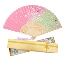 Japanese Fan silk pure silk beautiful floral  butterfly cherry blossom pattern