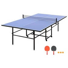 9ft Mid-size Table Tennis Table Foldable & Portable Ping Pong Table Set For Indo