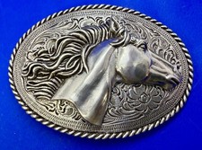 Gorgeous Horse Head Flowing Hair Western Rodeo Cowboy Nocona Belt Buckle