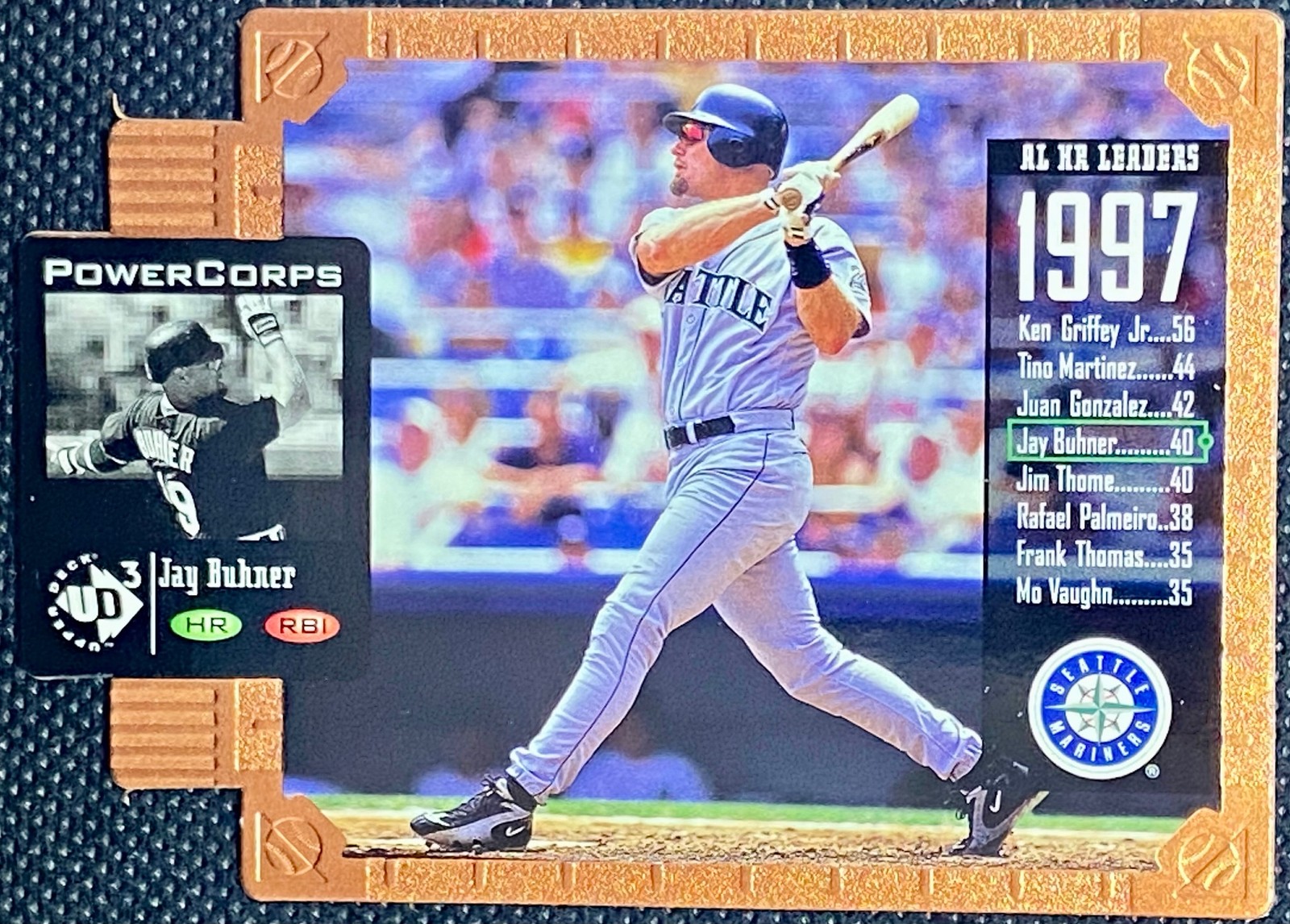 1998 Upper Deck UD3 #123 Jay Buhner Power Corps Bronze #d /1000 Die-Cut