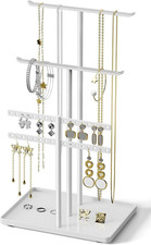Pickpiff Jewelry Stand Organizer, 32Cm Tall Sturdy Metal, 3-Tier Jewelry Holder