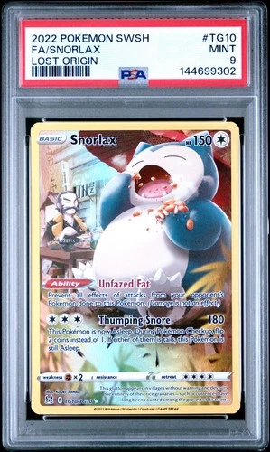 2022 Pokemon Sword & Shield SWSH Full Art Snorlax Lost Origin #TG10 PSA 9 Mint