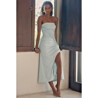 NWT Anthropologie Gabbie Strapless Ruched TUBE KNIT MAXI Dress COOL MINT Plus 3X