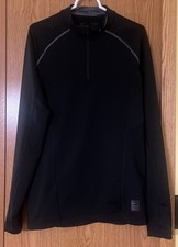 Nike Pro Dri Fit Fitted 1/4 Zip Pullover Mens Size M Black Polyester Spandex LS