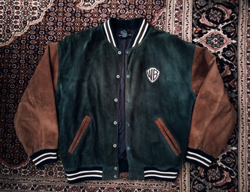 Warner Brothers Vintage Varsity Jacke aus Wildleder grün/braun Gr. L - Bild 2 von 3
