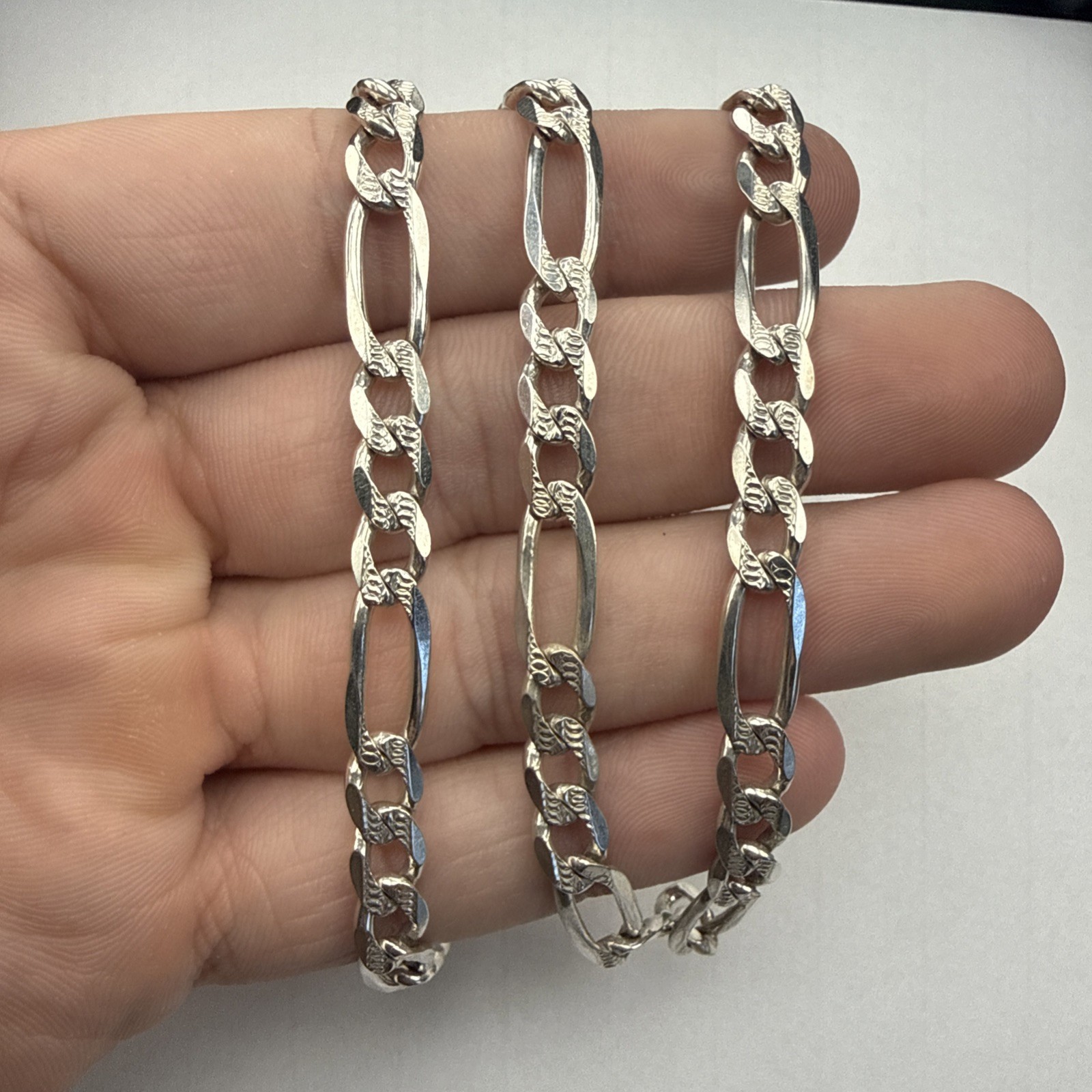 Silverite Solid Sterling Silver Figaro 7mm Link 2… - image 1