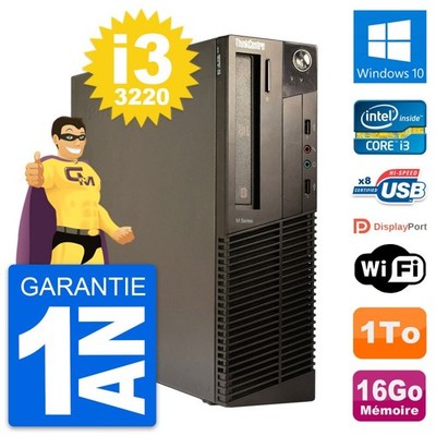 PC Lenovo ThinkCentre M82 SFF Intel i3-3220 RAM 16Go Scheibe 1To Windows 10 Wifi