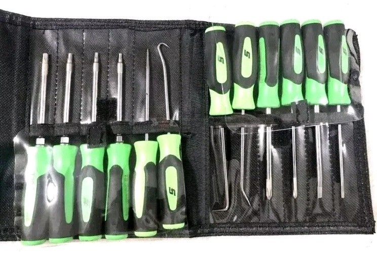 Snap-on 12pc Mini Soft Grip Screwdriver Torx Pick Set SGMINI12AG