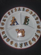 vintage 1994 Tiffany Co. "Alphabet Bears" child's divided ceramic plate.