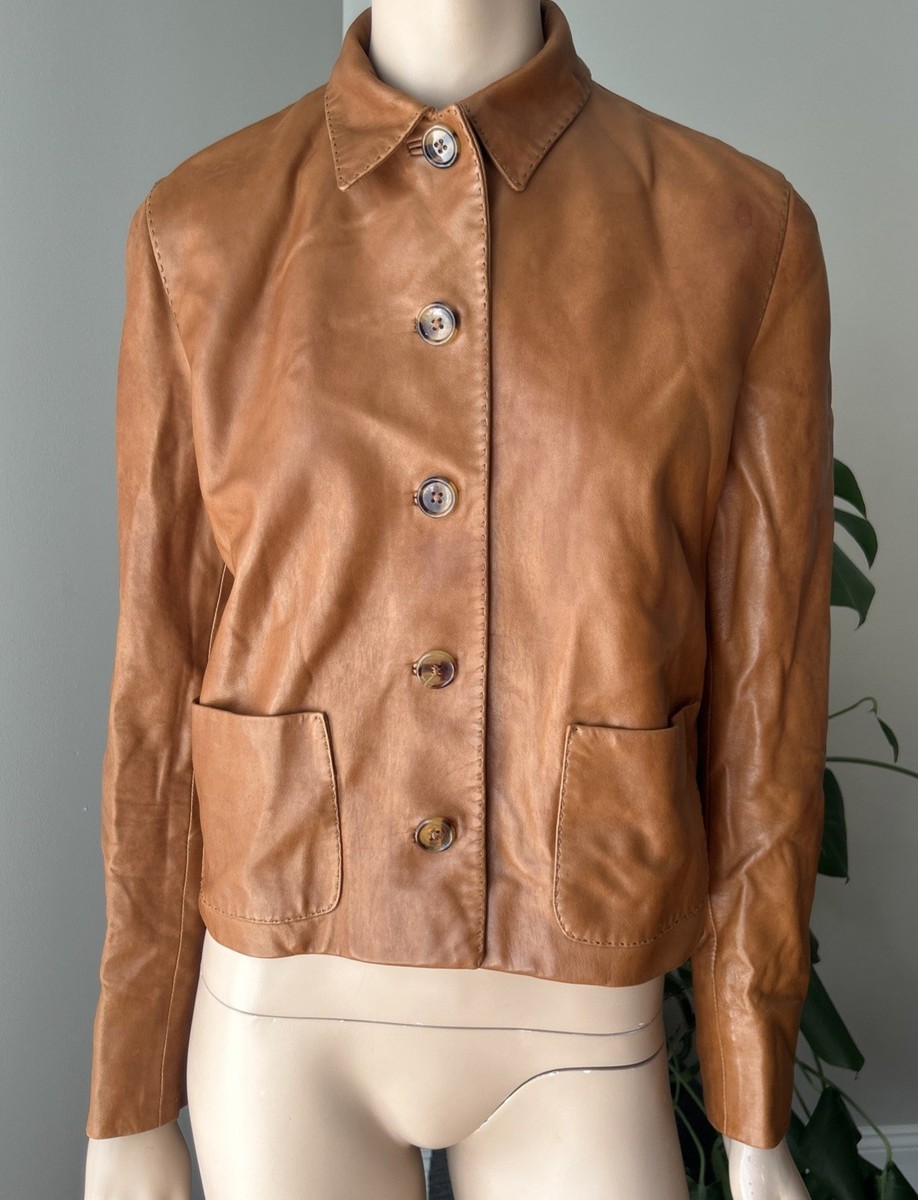 た*け様 名作【Ralph Lauren】LAMBSKIN LEATHER JA Lauren Ralph Lauren Lambskin Leather Long Sleeve Moto Statement