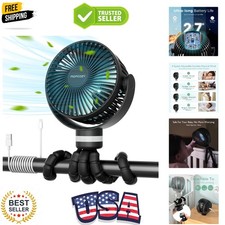 8000mAh Portable Stroller Fan 27H Ultra-long Battery Life Detachable 4 Sp...