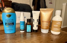 New, 6 Hair Care Products, Travel/Trial Size- Moroccan Oil, Wella, OGX, Seen