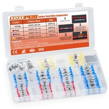 120Pcs Heat Shrink Solder Seal Wire Connectors Kit, Waterproof Butt Connector...