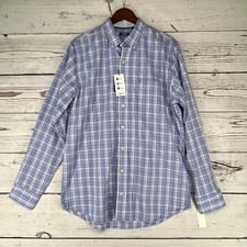 IZOD Dress Shirt Men Large Button Down Cornflower Blue Stretch Performance NWT