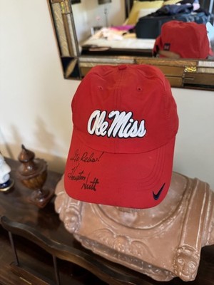 Houston Nutt Signed Ole Miss Rebels Nike Fit Dry Cap Hat Autographed Go Rebs