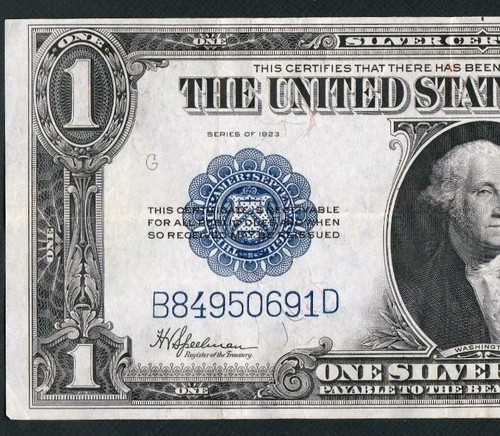 GORGEOUS SPEELMAN/WHITE 1923 $1 LARGE SILVER CERT. NO PINHOLES OR TEARS