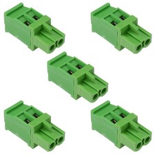 5 x 2-Way 5.08mm Vertical Pluggable Terminal Block Green 15A 300V