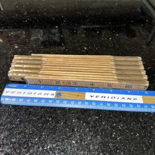 Vintage Lufkin Oversize Brick Mason Rule Folding Wood Expandable Bricklayer Rule