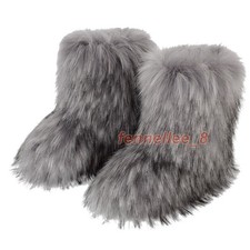 New Women Faux Fur Mid Calf Boots Winter Warm Plush Midsole Cute Boot Shoes
